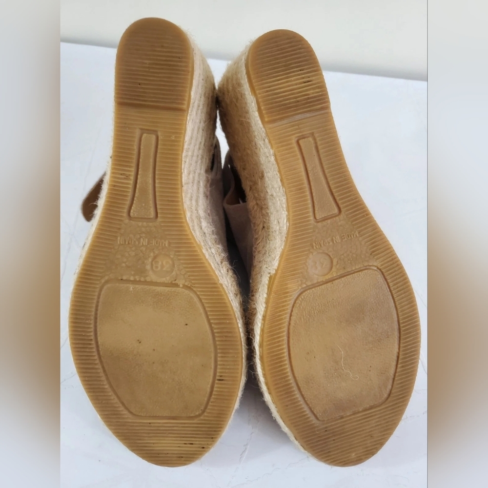Women's Wedge Sandals Open Toe Bootie Neutral Suede Spadrille Ankle Boho 7.5 - Picture 7 of 11